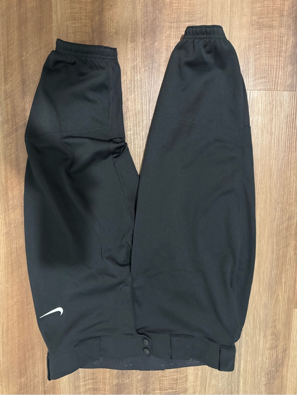Nike Black Athletic Track Trousers with White Swoosh